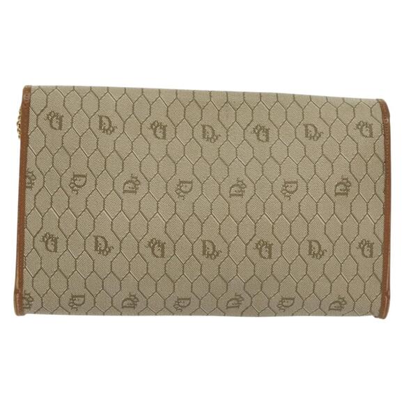 DIOR Honeycomb Canvas Chain Shoulder Bag Pvc Beige Gold - Picture 3 of 12